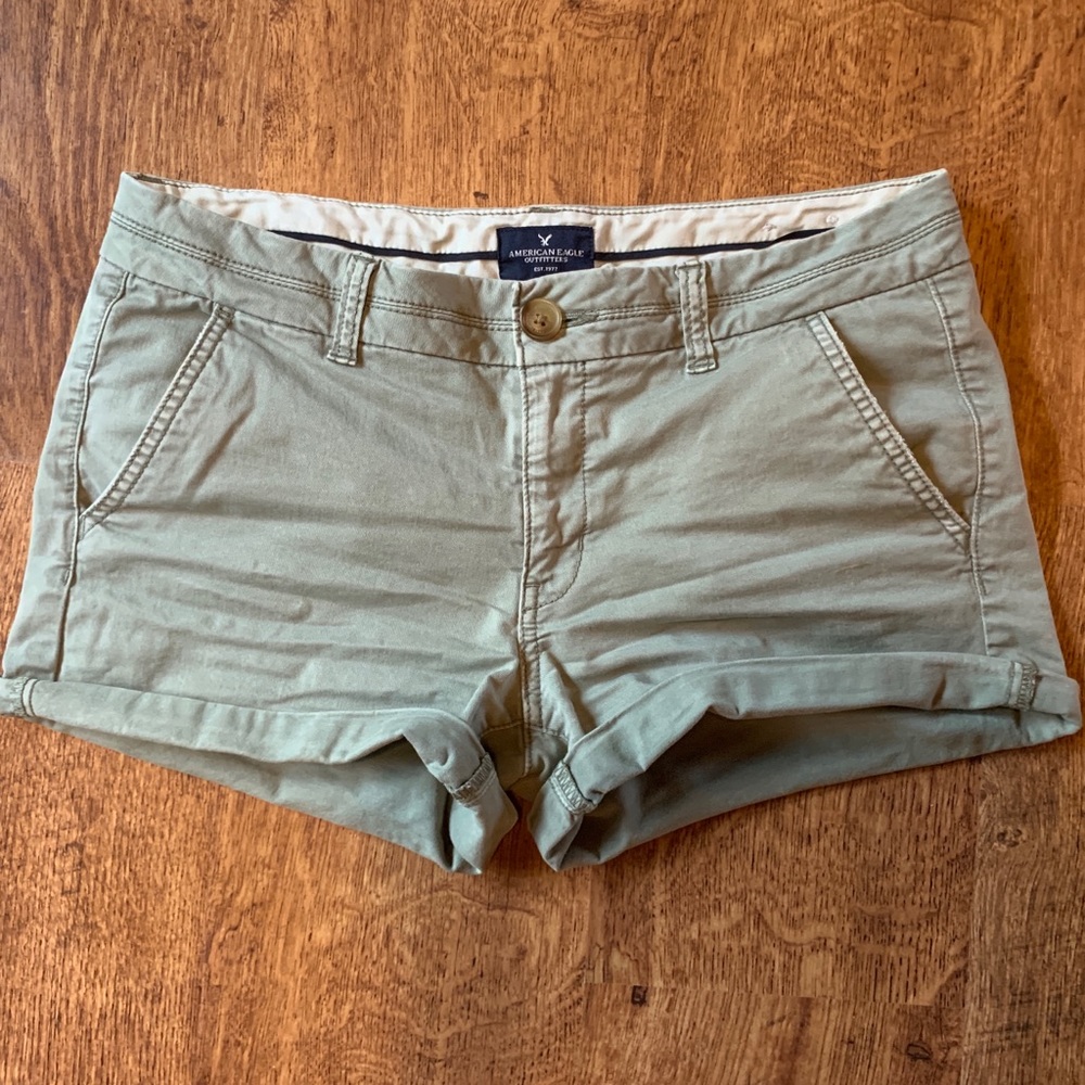 American Eagle Olive Green Midi Shorts